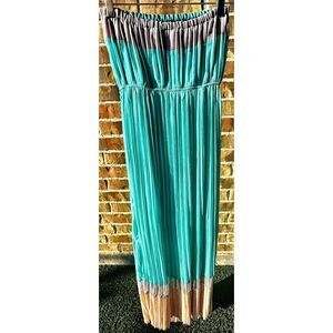 NEW Romeo and Juliet Couture Maxi Dress Teal Peach Grey XS